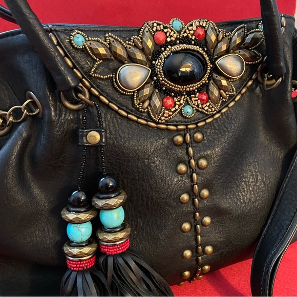 Mary Frances Black Leather Beaded Bag - Picture 10 of 15